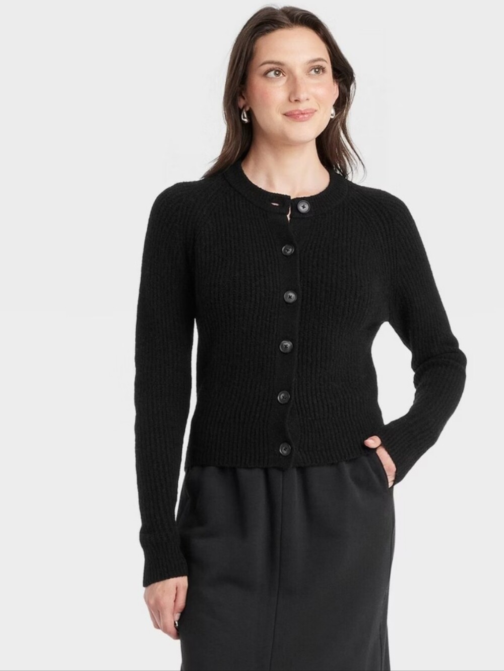 Women's Cozy Knit Button-Front Cardigan - Universal Thread Black XS
